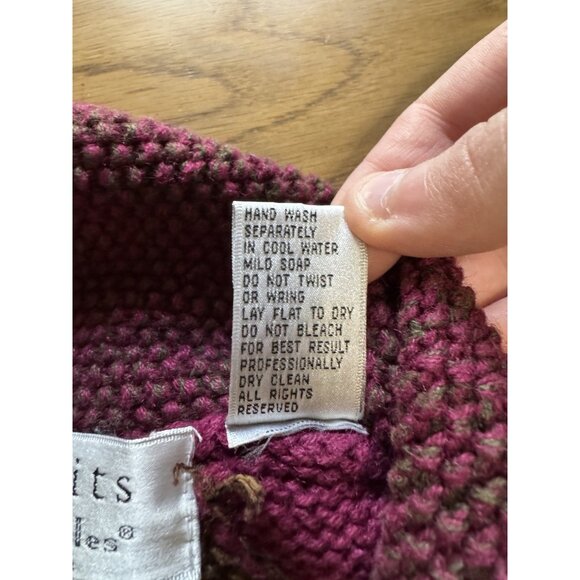 Northern Isles Portraits Hand Knit Button Cardigan Sweater Cottage Women Size L - Picture 5 of 13